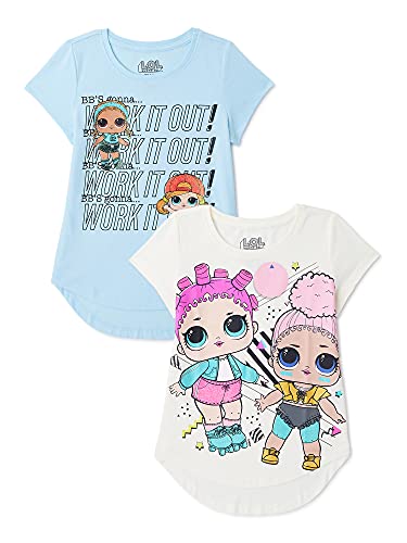 L.O.L. Surprise! Girls 2-Pack Bundle Set Glitterati, Sk8ter Dolls T-Shirt, Light Blue/Ivory, 6 US