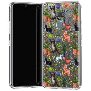 loraw slim tpu phone case compatible with lg velvet v60 v50 thinq 5g v40 v35 v30 plus g7 g6 funny clear houseplants silicone flexible shockproof ladybugs durable lightweight cute pets cats