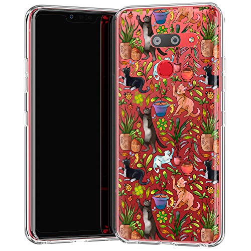 Loraw Slim TPU Phone Case Compatible with LG Velvet V60 V50 ThinQ 5G V40 V35 V30 Plus G7 G6 Funny Clear Houseplants Silicone Flexible Shockproof Ladybugs Durable Lightweight Cute Pets Cats