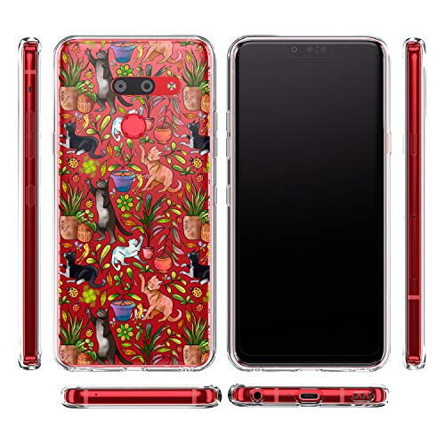 Loraw Slim TPU Phone Case Compatible with LG Velvet V60 V50 ThinQ 5G V40 V35 V30 Plus G7 G6 Funny Clear Houseplants Silicone Flexible Shockproof Ladybugs Durable Lightweight Cute Pets Cats