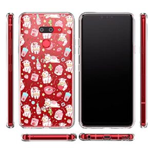 Slim TPU Phone Case Compatible with LG Velvet V60 V50 ThinQ 5G V40 V35 V30 Plus G7 G6 Lightweight Korean Protective Strawberry Milk Soft Kawaii Flexible Cow Pink Cover Cute Durable