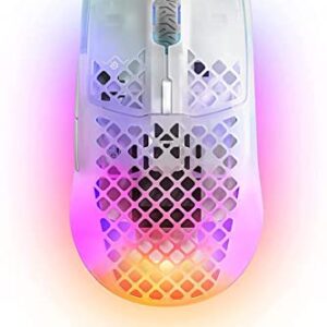 SteelSeries Aerox 3 Wireless - Super Light Gaming Mouse - 18,000 CPI TrueMove Air Optical Sensor - Ultra-Lightweight Water Resistant Design - 200 Hour Battery Life - Ghost