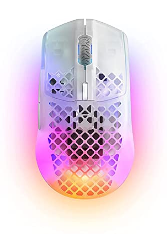 SteelSeries Aerox 3 Wireless - Super Light Gaming Mouse - 18,000 CPI TrueMove Air Optical Sensor - Ultra-Lightweight Water Resistant Design - 200 Hour Battery Life - Ghost