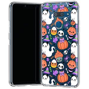 loraw slim tpu phone case compatible with lg velvet v60 v50 thinq 5g v40 v35 v30 plus g7 g6 cover flexible ghost candy spooky soft print cute clear kawaii shockproof pumpkin silicone halloween