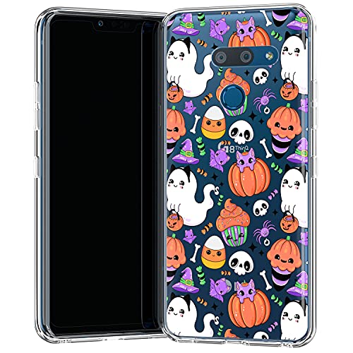 Loraw Slim TPU Phone Case Compatible with LG Velvet V60 V50 ThinQ 5G V40 V35 V30 Plus G7 G6 Cover Flexible Ghost Candy Spooky Soft Print Cute Clear Kawaii Shockproof Pumpkin Silicone Halloween