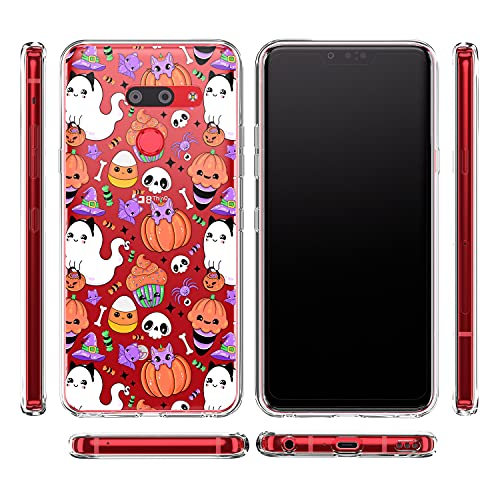 Loraw Slim TPU Phone Case Compatible with LG Velvet V60 V50 ThinQ 5G V40 V35 V30 Plus G7 G6 Cover Flexible Ghost Candy Spooky Soft Print Cute Clear Kawaii Shockproof Pumpkin Silicone Halloween