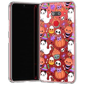 Loraw Slim TPU Phone Case Compatible with LG Velvet V60 V50 ThinQ 5G V40 V35 V30 Plus G7 G6 Cover Flexible Ghost Candy Spooky Soft Print Cute Clear Kawaii Shockproof Pumpkin Silicone Halloween