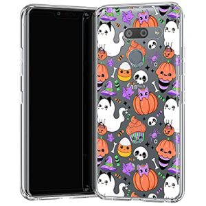 Loraw Slim TPU Phone Case Compatible with LG Velvet V60 V50 ThinQ 5G V40 V35 V30 Plus G7 G6 Cover Flexible Ghost Candy Spooky Soft Print Cute Clear Kawaii Shockproof Pumpkin Silicone Halloween