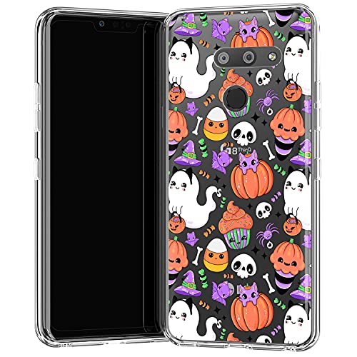 Loraw Slim TPU Phone Case Compatible with LG Velvet V60 V50 ThinQ 5G V40 V35 V30 Plus G7 G6 Cover Flexible Ghost Candy Spooky Soft Print Cute Clear Kawaii Shockproof Pumpkin Silicone Halloween