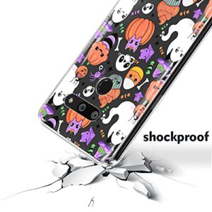 Loraw Slim TPU Phone Case Compatible with LG Velvet V60 V50 ThinQ 5G V40 V35 V30 Plus G7 G6 Cover Flexible Ghost Candy Spooky Soft Print Cute Clear Kawaii Shockproof Pumpkin Silicone Halloween