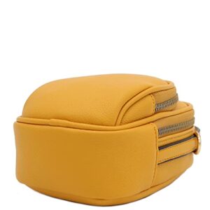 FashionPuzzle Two Compartment Phone Crossbody Mini Bag (Mustard)