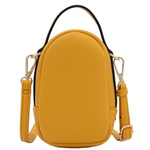 FashionPuzzle Two Compartment Phone Crossbody Mini Bag (Mustard)