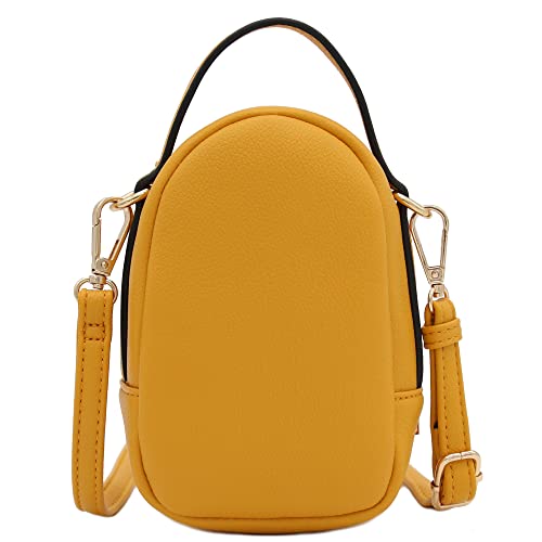 FashionPuzzle Two Compartment Phone Crossbody Mini Bag (Mustard)