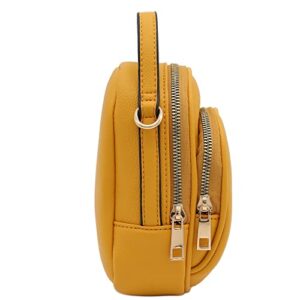 FashionPuzzle Two Compartment Phone Crossbody Mini Bag (Mustard)