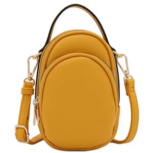 FashionPuzzle Two Compartment Phone Crossbody Mini Bag (Mustard)