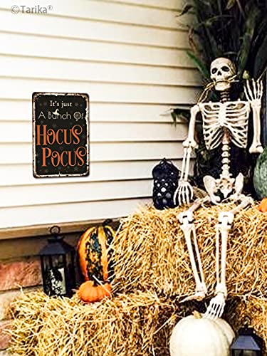 Halloween Decorations It'S Just A Bunch Of Hocus Pocus Vintage Funny Tin Sign Home Wall Decor Art Painting Poster Farm Yard Porch Fence 12X8 Inch Hanging Plaque