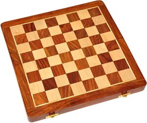 store indya handmade premium wooden magnetic folding chess board set with storage box -12 inch| travel chess board game |tournament chess set| strategy educational board games for kids adults teens