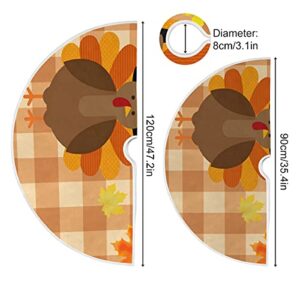 Happy Thanksgiving Day Pumpkin Turkey Christmas Tree Skirt Decorations Fall Maple Leaves Sunflower Buffalo Plaid Xmas Tree Mat 35 inch for Holiday Party Supplies Rustic Ornaments Mini Tree Skirt