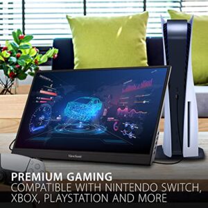 ViewSonic VX1755 17 Inch 1080p Portable IPS Gaming Monitor with 144Hz, AMD FreeSync Premium, 2 Way Powered 60W USB C, Mini HDMI, and Built in Stand with Cover for Home and Esports, 9.7"x15.6"x0.7"