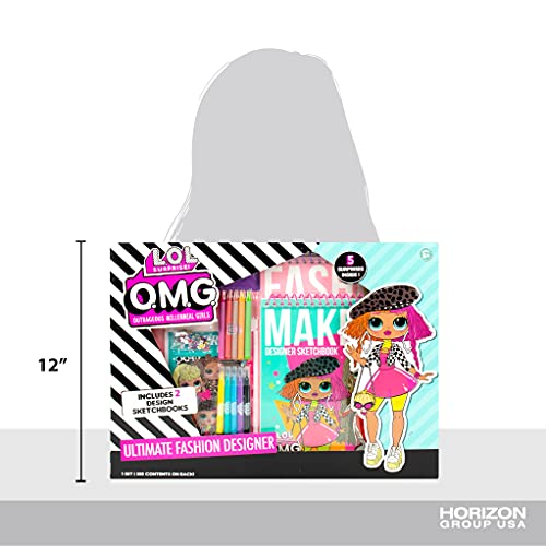 L.O.L. Surprise! O.M.G. Ultimate Fashion Designer by Horizon Group USA, Color & Create Outfits & Make-Up Looks for The O.M.G. Sisters, Includes 2 Sketchbooks, 5 Surprises, Stickers, Stencils & More