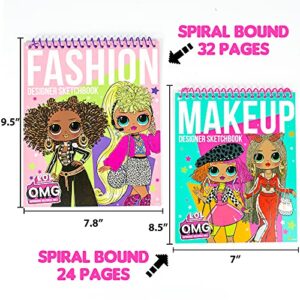 L.O.L. Surprise! O.M.G. Ultimate Fashion Designer by Horizon Group USA, Color & Create Outfits & Make-Up Looks for The O.M.G. Sisters, Includes 2 Sketchbooks, 5 Surprises, Stickers, Stencils & More