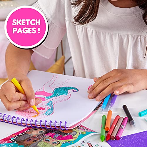 L.O.L. Surprise! O.M.G. Ultimate Fashion Designer by Horizon Group USA, Color & Create Outfits & Make-Up Looks for The O.M.G. Sisters, Includes 2 Sketchbooks, 5 Surprises, Stickers, Stencils & More