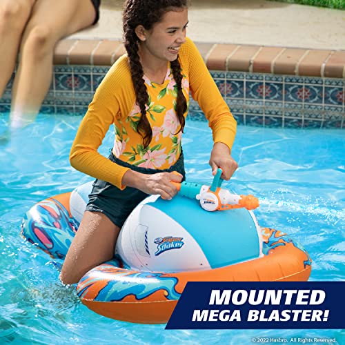 NERF Super Soaker Stormforce Ride-On Racer – Inflatable Pool Float with Pool-Fed Mega Water Blaster