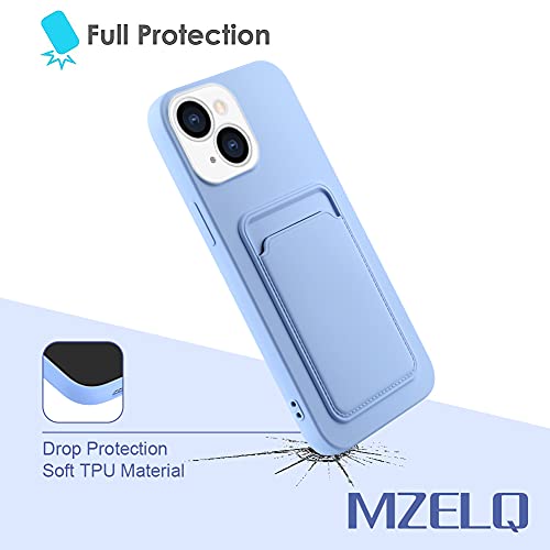 MZELQ Compatible with iPhone 13 (6.1 inch) Case, Card Holder Camera Protection Cover for iPhone 13 + Screen Protector, Card Slot Designed for iPhone 13 Phone Case -Purple