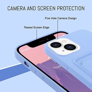 MZELQ Compatible with iPhone 13 (6.1 inch) Case, Card Holder Camera Protection Cover for iPhone 13 + Screen Protector, Card Slot Designed for iPhone 13 Phone Case -Purple