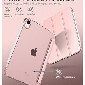 TiMOVO Case for New iPad Mini 6th Generation, iPad Mini 6 Case(8.3-inch, 2021), [Support Touch ID & Apple Pencil Charging] Slim Translucent Frosted Hard Back Cover with Auto Wake/Sleep - Rose Gold