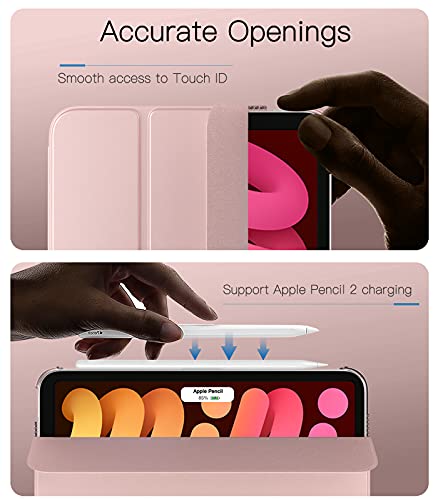 TiMOVO Case for New iPad Mini 6th Generation, iPad Mini 6 Case(8.3-inch, 2021), [Support Touch ID & Apple Pencil Charging] Slim Translucent Frosted Hard Back Cover with Auto Wake/Sleep - Rose Gold