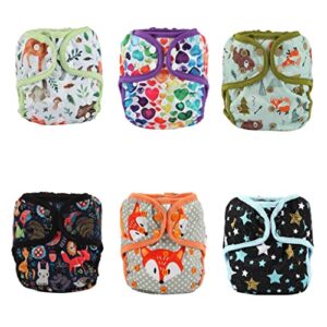 reuselife one size cloth diaper cover snap with double gusset 6 pack (6dc03)