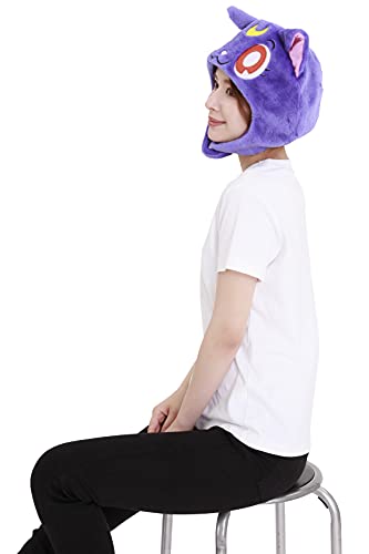 SAZAC Kigurumi Hat - Sailor Moon Luna - Cozy Costume Beanie Cap - Adult Size