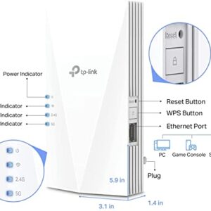 TP-Link AX1500 WiFi Extender Internet Booster(RE500X), WiFi 6 Range Extender Covers up to 1500 sq.ft and 25 Devices,Dual Band, AP Mode w/Gigabit Port, APP Setup, OneMesh Compatible