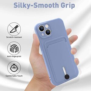 Naiadiy Silicone Wallet Case with Card Holder (for iPhone 13 6.1 Inch 2021) - Upgrade/Purple