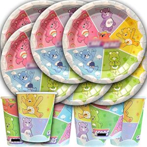 jewelesparty 12pc carebears care bear includes 6pc cake plates + kids cup party supplies favor decorations decor theme idea fun celebration happy birthday favo gift centerpiece dance video game music