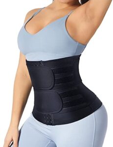 telaleo neoprene waist trainer for women - slimming body shaper - 2 hot waist trimmer cincher sweat belt - tummy control corset girdle deep black medium02
