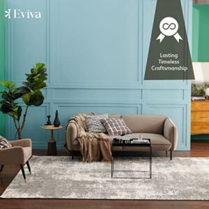 Eviva 8x10 Area Rugs for Living Room Polypropylene Turkish Rug Indoor Low Pile Large 8 X 10' Area Rug with Stain-Resistant Big Size Grey 8 by 10 Area Rugs for Bedroom Huge Farmhouse in Gray and White