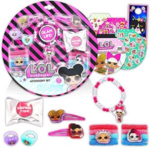 l o l lol dolls accessory set for girls 16 pc bundle with lol dress up accessories for kids and toddlers, 300 stickers, and door hanger (lol dolls party favors) lol dolls gift set