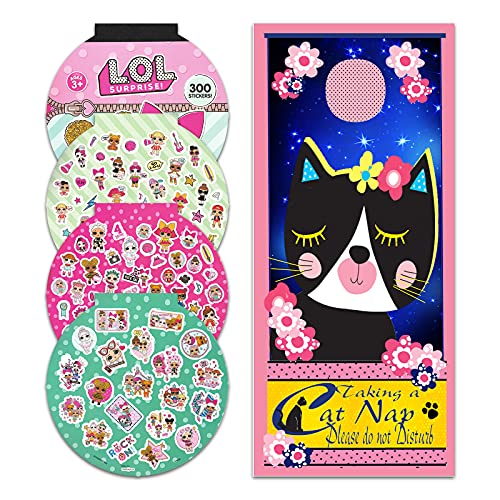 L O L LOL Dolls Accessory Set for Girls 16 Pc Bundle with LOL Dress Up Accessories for Kids and Toddlers, 300 Stickers, and Door Hanger (LOL Dolls Party Favors) Lol Dolls gift set