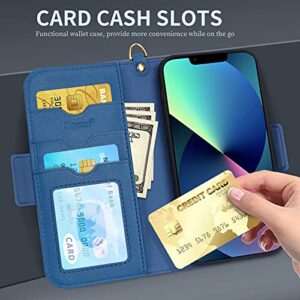 Skycase Wallet Case Compatible for iPhone 13 5G 6.1’’, Support [Magsafe Charge][2 in 1] Magnetic Detachable Flip Folio Wallet Case with Card Slots for iPhone 13 6.1 inch 2021,Navy