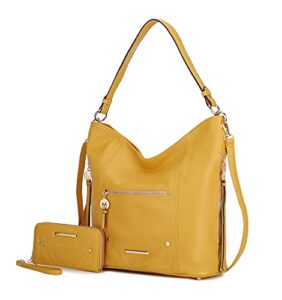 mkf collection hobo purses for women – soft pu leather handbag womens hobo shoulder bag – fashion top handle pocketbook mustard