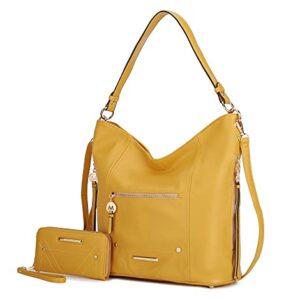 MKF Collection Hobo Purses for Women – Soft PU Leather Handbag Womens Hobo Shoulder bag – Fashion Top Handle Pocketbook Mustard
