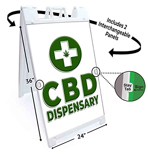 CBD Dispensary (24" X 36") Deluxe A-Frame Signicade, Includes 2 Removable Panels & Stand