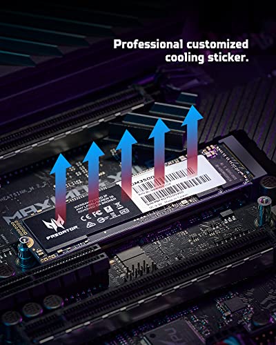 acer Predator GM3500 512GB NVMe SSD - M.2 PCIe Gen3 (8 Gb/s) x 4 Interface Internal Solid State Hard Drive with DDR4 DRAM Cache Up to 3400 MB/s - BL.9BWWR.101