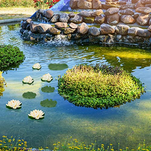 Framendino, 9 Pack Artificial Floating Foam Lotus Flower Decor Realistic Water Lillies Water Lily Pads Ornaments for Ponds Decoration