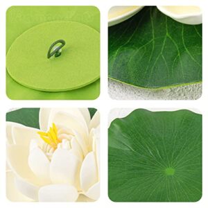 Framendino, 9 Pack Artificial Floating Foam Lotus Flower Decor Realistic Water Lillies Water Lily Pads Ornaments for Ponds Decoration