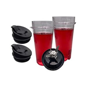 replacement parts 16oz cup with snip seal lid and extractor blade, fit with ninja mega kitchen system blender bl770 30/bl770a 30/bl770w 30/bl771a/bl771 30/bl772q/bl772 30/bl773co 30/bl780 30 (black)