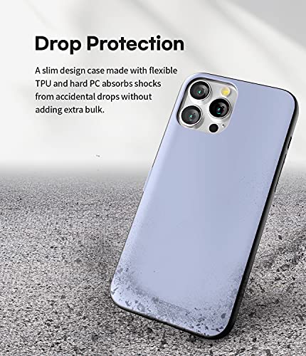GOOSPERY Magnetic Door Bumper Compatible with iPhone 13 Pro Case, Card Holder Wallet Case, Easy Magnet Auto Closing Protective Dual Layer Sturdy Phone Back Cover - Lilac Purple