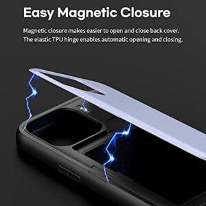 GOOSPERY Magnetic Door Bumper Compatible with iPhone 13 Pro Case, Card Holder Wallet Case, Easy Magnet Auto Closing Protective Dual Layer Sturdy Phone Back Cover - Lilac Purple